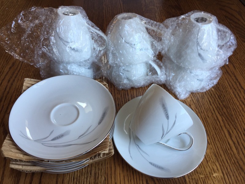 Johann Haviland Silver Wheat Coffee Cup And Saucer Lot Of 7