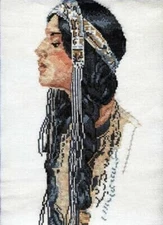 CROSS STITCH PATTERN PROFILE INDIAN WOMAN DMC PATTERNS ON USB DVD MICRO SD