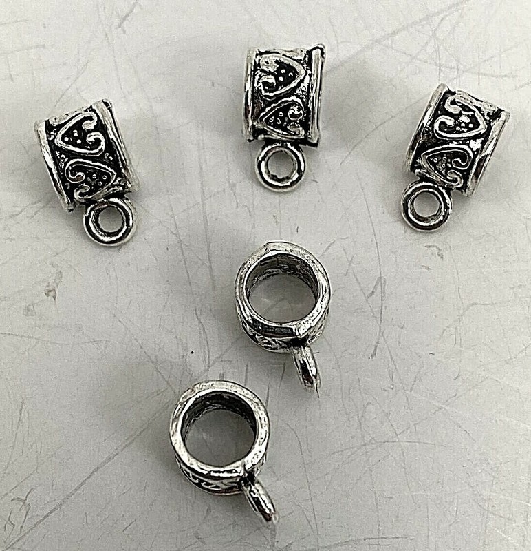 100 ~ Oxidized Silver Bails Connectors for Charms/Pendants/Beads #12A Box 103A