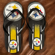 Pittsburgh Steelers Flip flop Sandals Men Size 11-12 Used NFL Game Day Gear