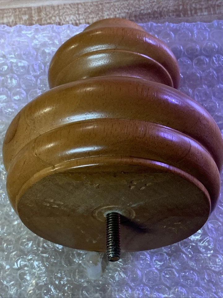 Furniture Leg 5”H X 4-3/4” Dia. Sofa Bun Solid Oak / Light Mahogany Finish - New - Image 3 of 4