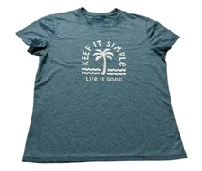 Life Is Good Active Keep It Simple Beach T-shirt Women’s Small SM Blue Heather