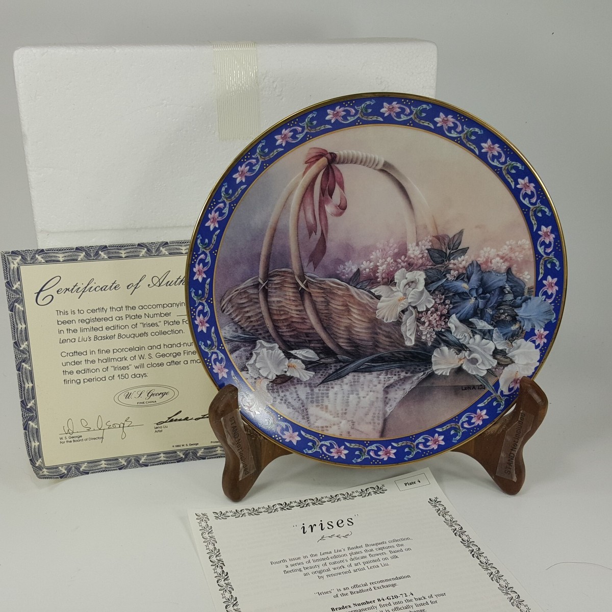 IRISES W. S. George Bradford Exchange Plate Lena Liu's Basket