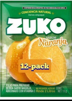 12-Pk ZUKO Naranja ZUKO Powder Drink Flavor ORANGE   FLAVOR DRINK