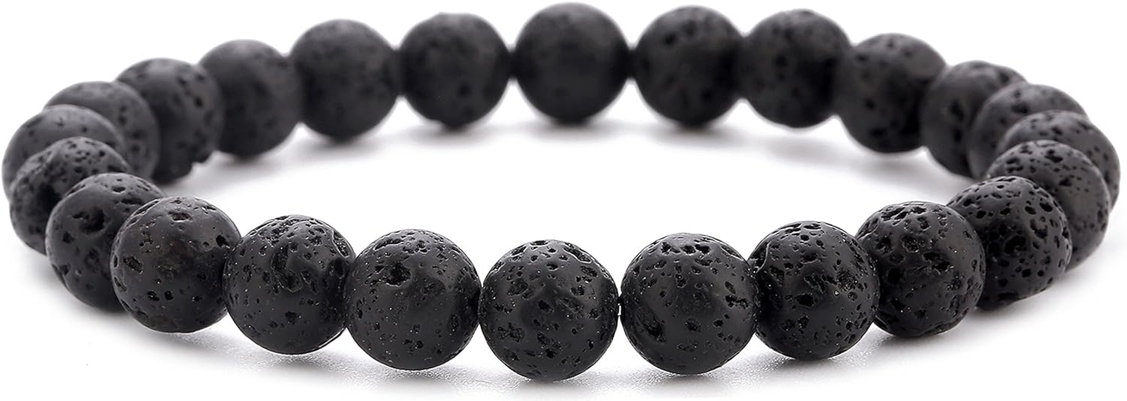 Lava Rock Agate Elastic Diffuser Bracelet for Men and Women - 8mm Natural Stone Yoga Beads