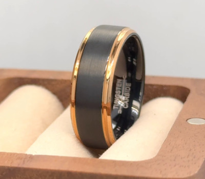 Men's Black Tungsten Ring Wedding Band Engrave Engagement Ring Christmas Gift