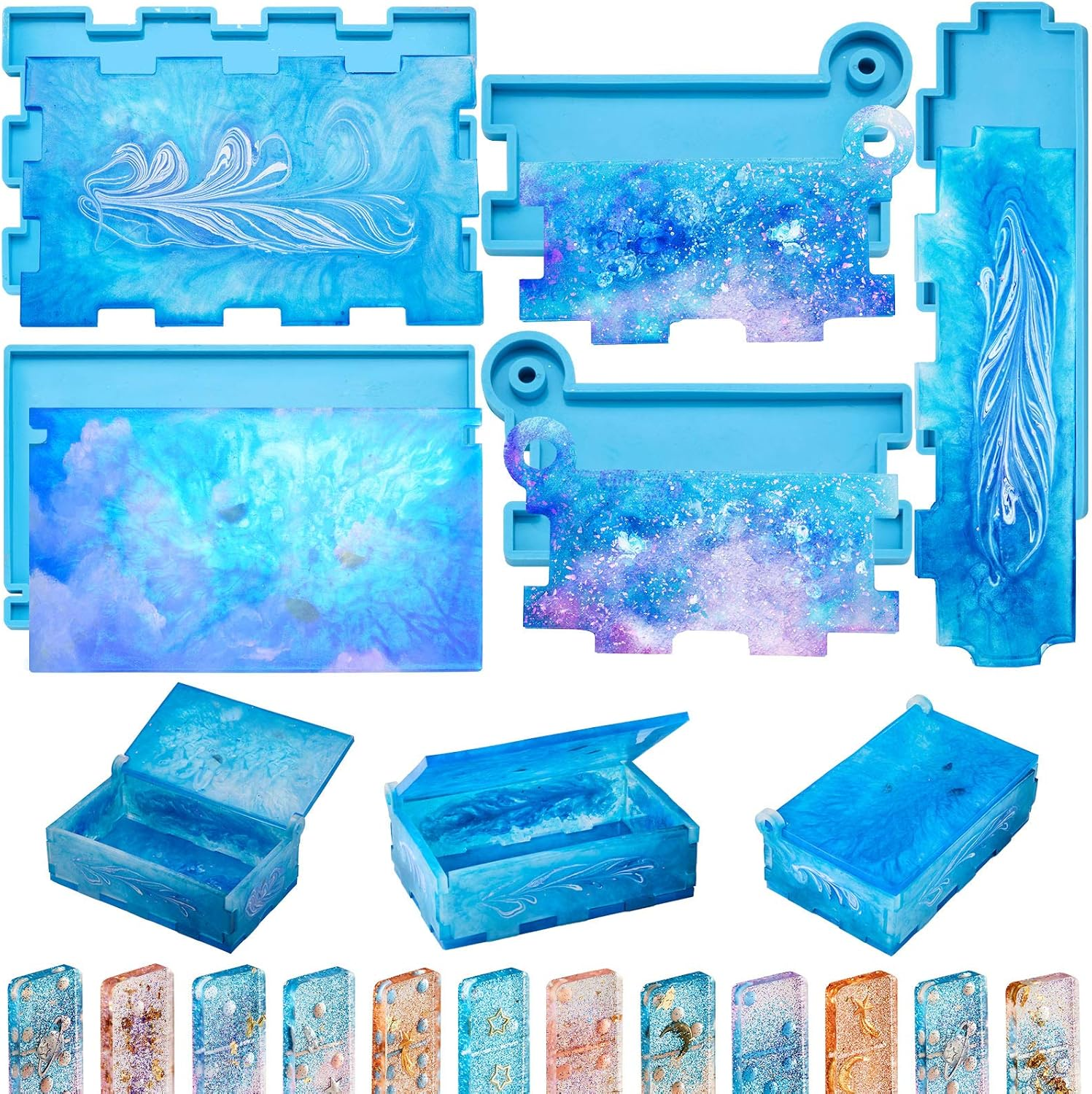 Silicone Resin Domino Jewelry Storage Box Epoxy Mold Case Holder