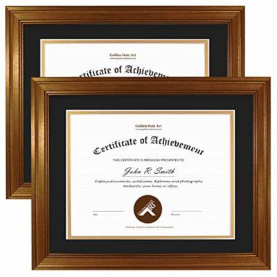 2-Pack 11x14 Diploma Certificate Frames with Double Mat for 8.5x11 Document