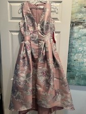 NWT Eliza J Blush Pink Metallic Floral Fit n Flare Sleeveless Dress Size 6