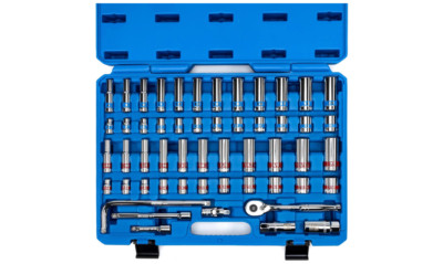 Neiko 3/8-Inch Ratchet & Socket Set, 53-Piece, SAE 5/16'' to 7/8'', CrV Steel