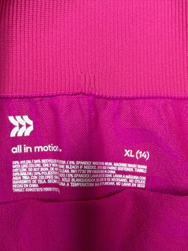 All in motion Girl's Shorts Bike Seamless High Rise Vibrant Pink Size XL (14) - Picture 3 of 3