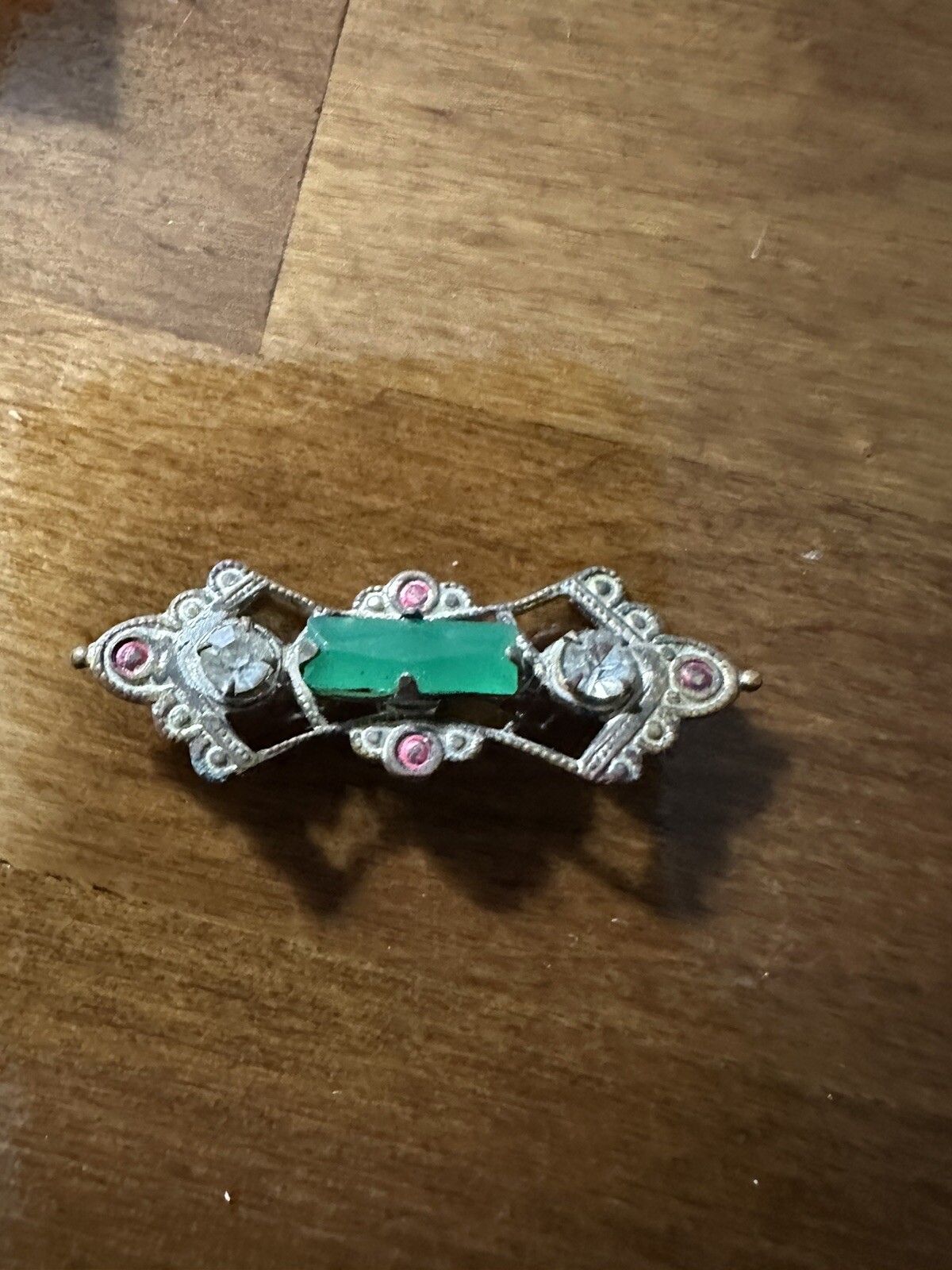 Vintage Green Rectangle Emerald Statement Brooch … - image 1