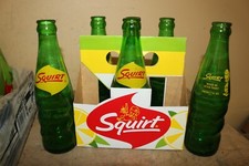 Original Vintage 1960's Squirt Soda Pop 6 Pack Carrier W/6 Glass Bottle #5