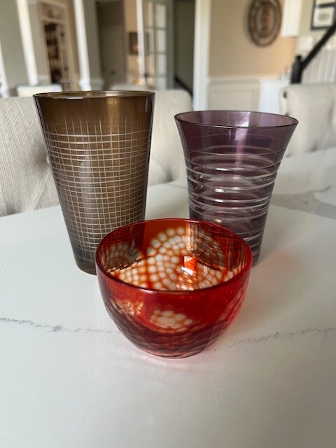 Metropolitan Museum Of Art Glasses or Glass Vessels Set of 3 Beautiful Rare