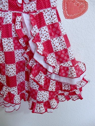 Beetlejuice London Boutique Dress 5 Patchwork Print Red Wht Ruffles CottageCore - Picture 7 of 15