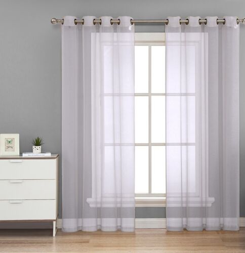 2PC GROMMET SOLID VOILE SHEER PANEL WINDOW CURTAIN TREATMENT DRAPE NEW DECOR - Picture 22 of 28