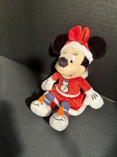 Disney Store Minnie Mouse Red Snowman Dress Slippers Plush Santa Hat