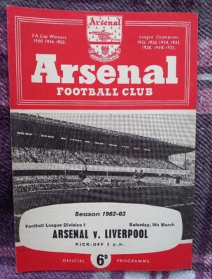 1962/63 Division One ARSENAL LIVERPOOL UK