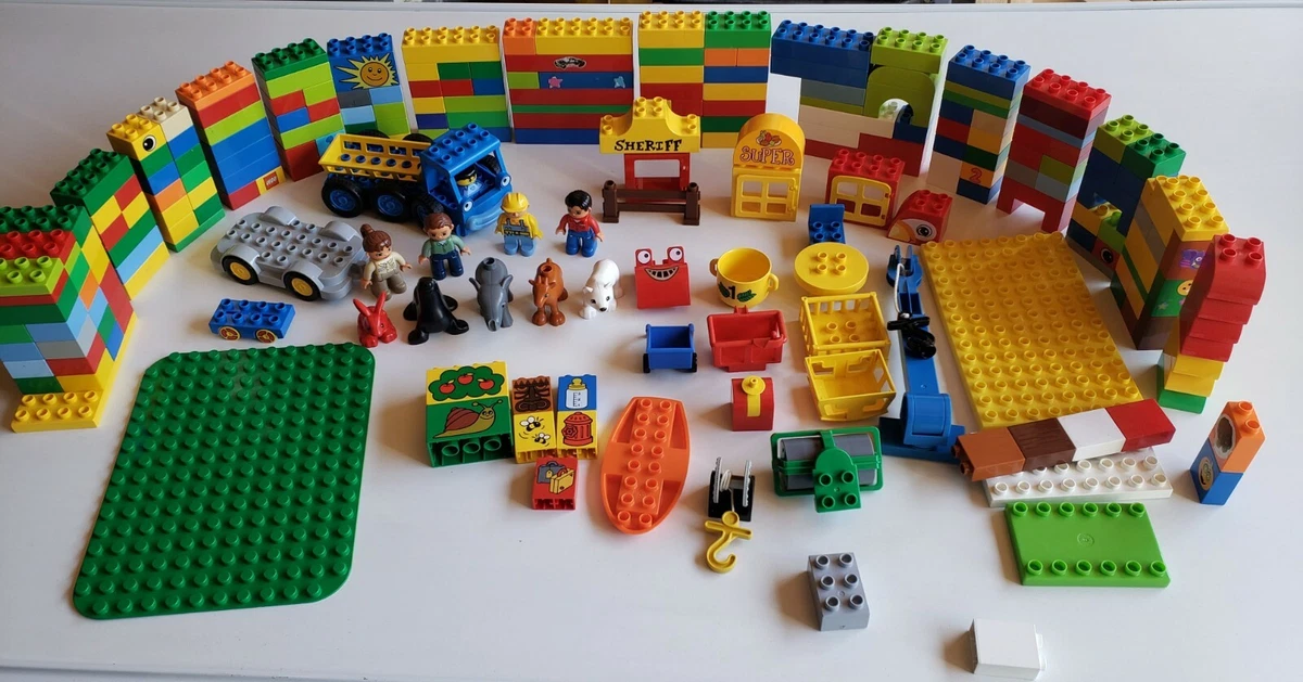 Duplo Lego Mix Lot 200 Pieces Vtg & Recent Vehicles Car Motorcycle People  Blocks