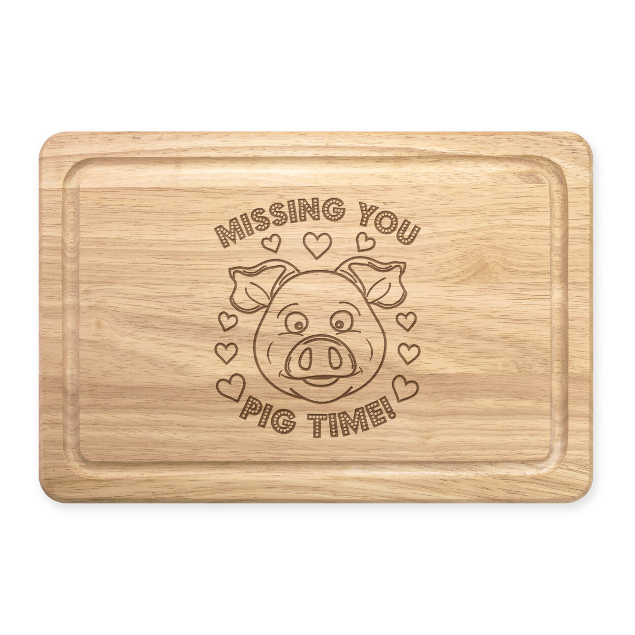 Missing You Pig Time Rectangular Wooden Chopping Board Funny Valentines Day