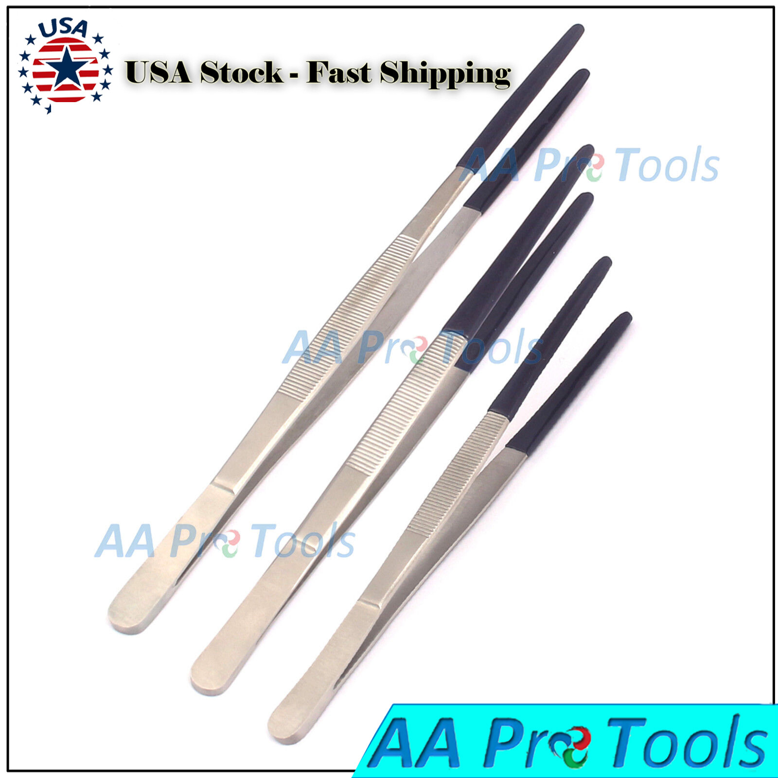 Rubber Tip Tweezers 8" PVC Coated Tips NonMarring Forceps Hobby Crafts