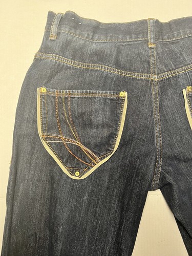 Roca Wear Jeans Baggy Hip Hop Y2K Uomo 40x34 Blu Denim Lavaggio Scuro Dritto - Foto 17 di 18