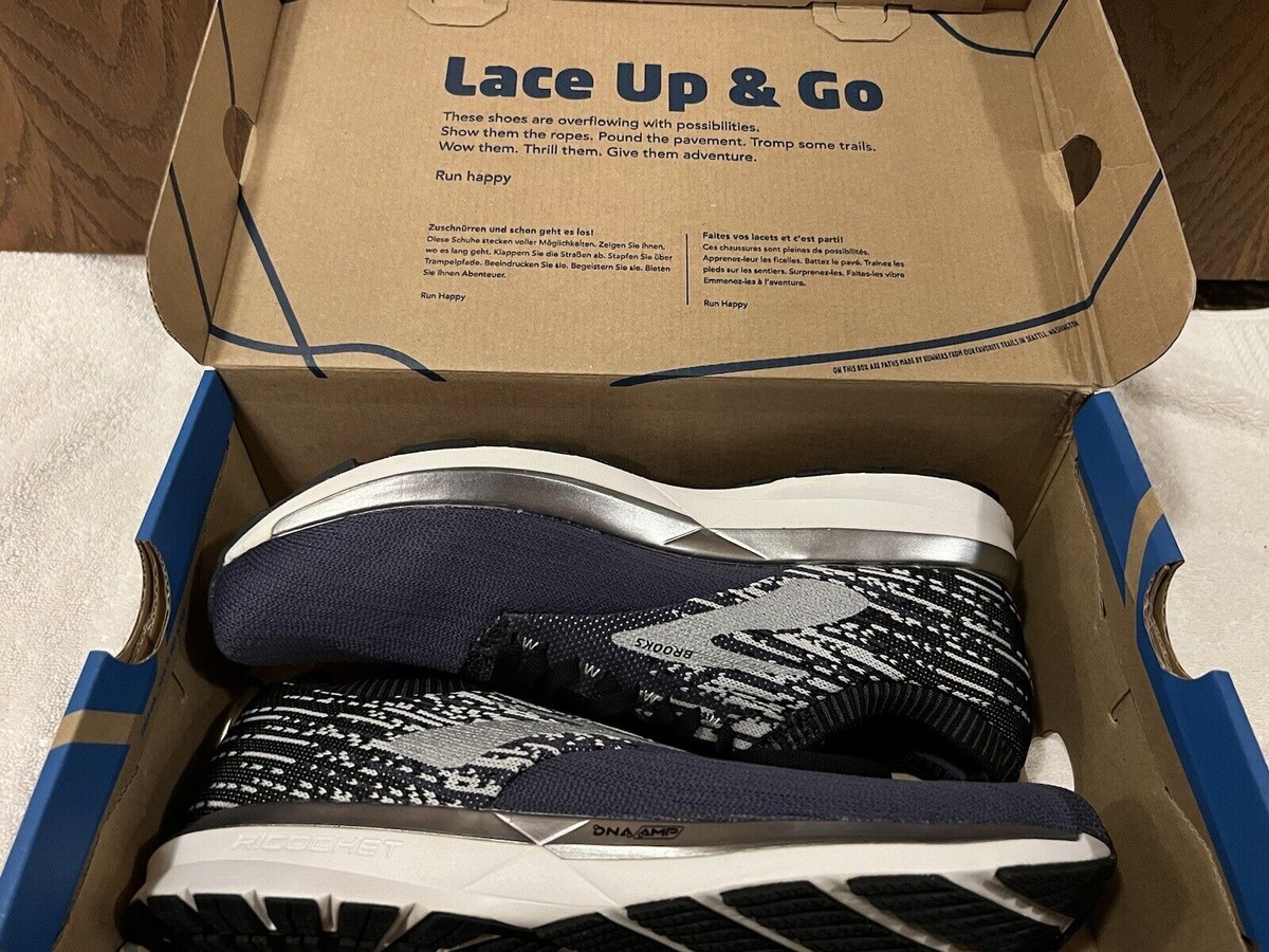 Brooks Mens Grey Ricochet Running Shoes Size 10 Greystone Navy 110293 1D  428 New
