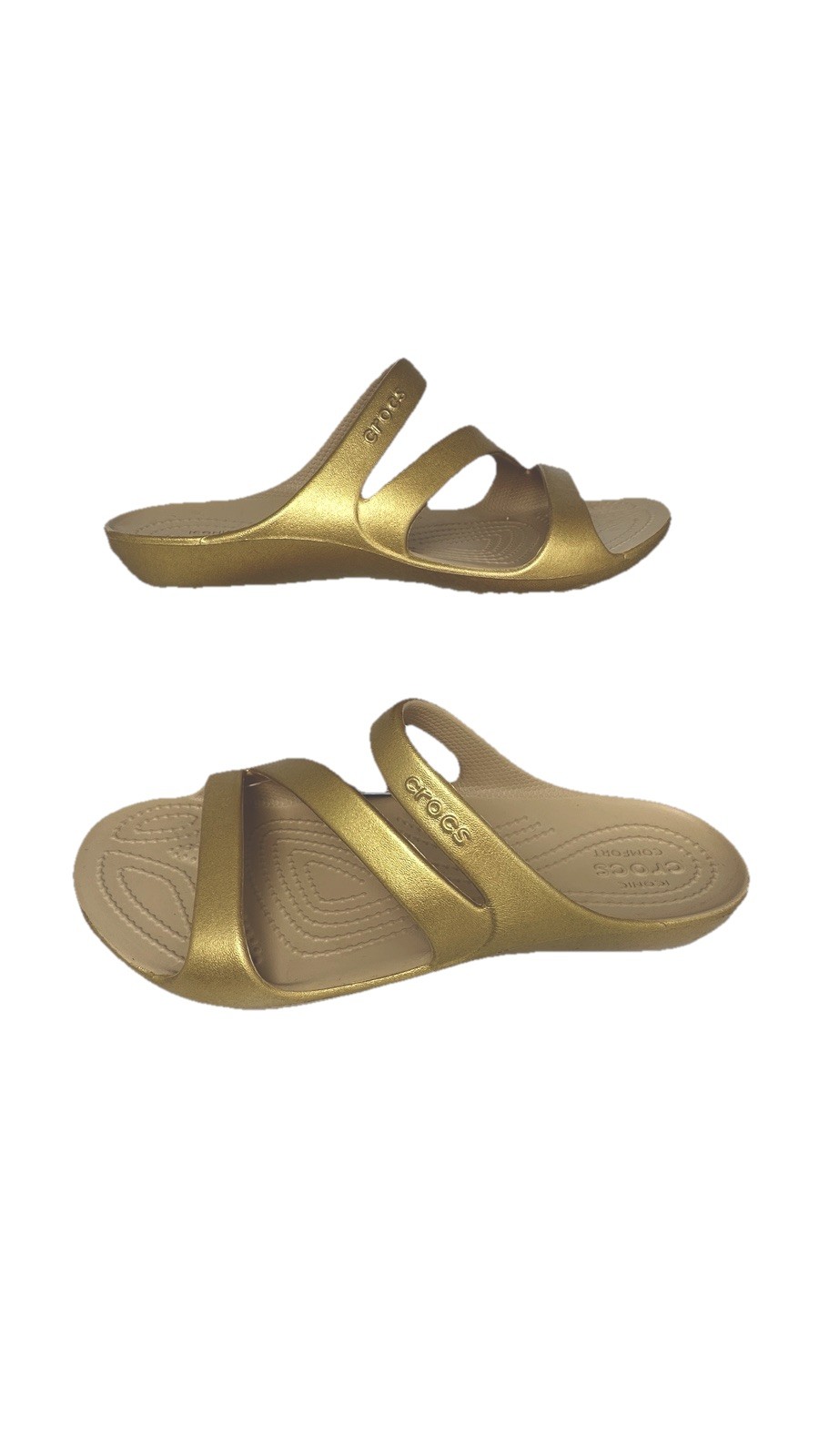 Crocs Women’s Kadee Metallic Gold Rubber Sandals Size 8