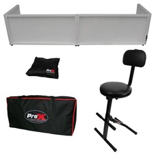ProX White Trim 6ft Table Top DJ Facade Frontboard w/ Scrim, Travel Bag  Chair