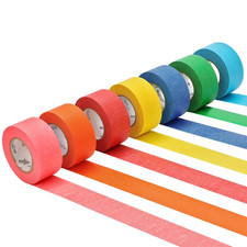 Colored Masking Tape 1 Inch Wide Rainbow Color Masking Tape Rolls for Kids Class