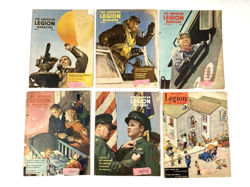 Lot of 6 vintage American Legion Magazines from the 1940s (WWII era).