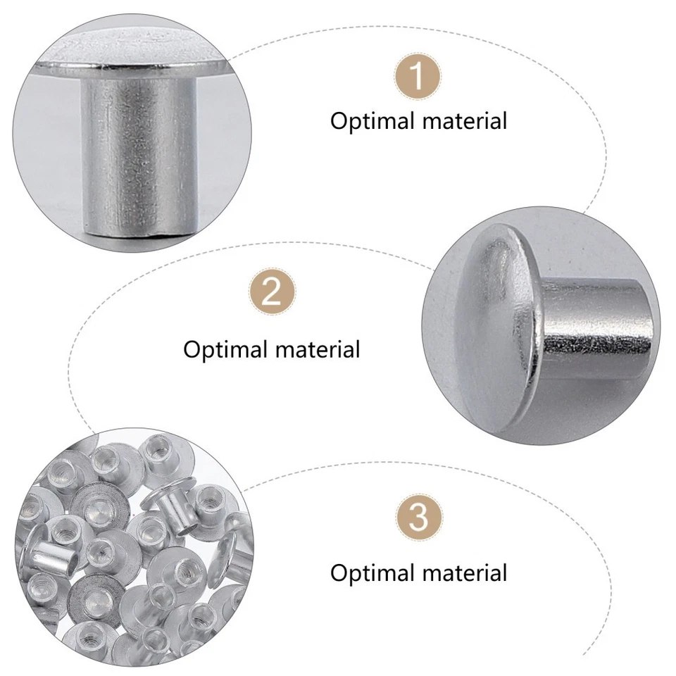 200 Pcs Semi Tubular Flat Rivets Aluminum Alloy Tone for Strong Fastening - Image 3 of 4