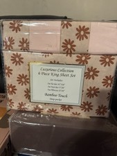 Luxurious Collection King Sheet Set Bamboo Touch Pink Floral Deep Pocket 6pc