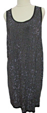 Witchery Black Sequin Shift Dress Womens Size L Sparkle Sleeveless Party Tunic