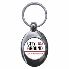 City Ground NG2 Nottinhgam Road Sign Keyring Keychain With Trolley Coin
