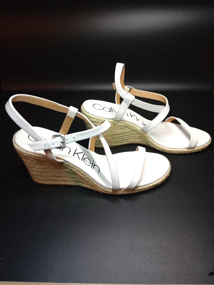 Женские кожаные эспадрильи на каблуке с ремешком на лодыжке Calvin Klein размер 8 сандалии обувь - Изображение 3 из 4