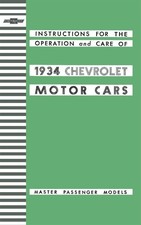 1934 Chevrolet Master Passender Models Owners Manual