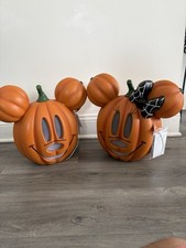 Pair Disney 2026 Home Depot 14 Inch LED Mickey  Minnie Mouse Pumpkin Light Up