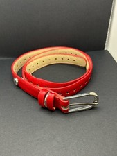 Steve Madden Red Slim Women's Belt with Silver Buckle