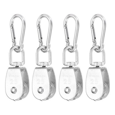 M25 Single Pulley Block, (Loading 140KG)(4Set), Stainless Steel Swivel Rigging