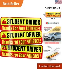 Student Driver Magnet for Car, 3-Pack, 9.72" x 3.24", Encourages Safer Dis...