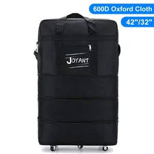 32"/42" Foldable Duffle Luggage Bag Expandable Men Travel Bag w/ Rolling Wheels
