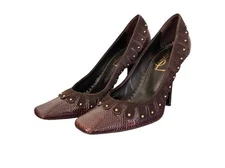 TomFord For YSL Brown Snakeskin Studded Pump Size EU 38.5 Or US 8.5