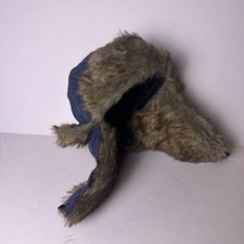 SA Company Trapper Hat Faux Fur Lining Quilted OS Blue Y2K Indie Hooded Lumber