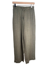 VTG Geiger Wide Leg Pant 36 Austria Wool Blend Olive Pleated High Rise Christmas