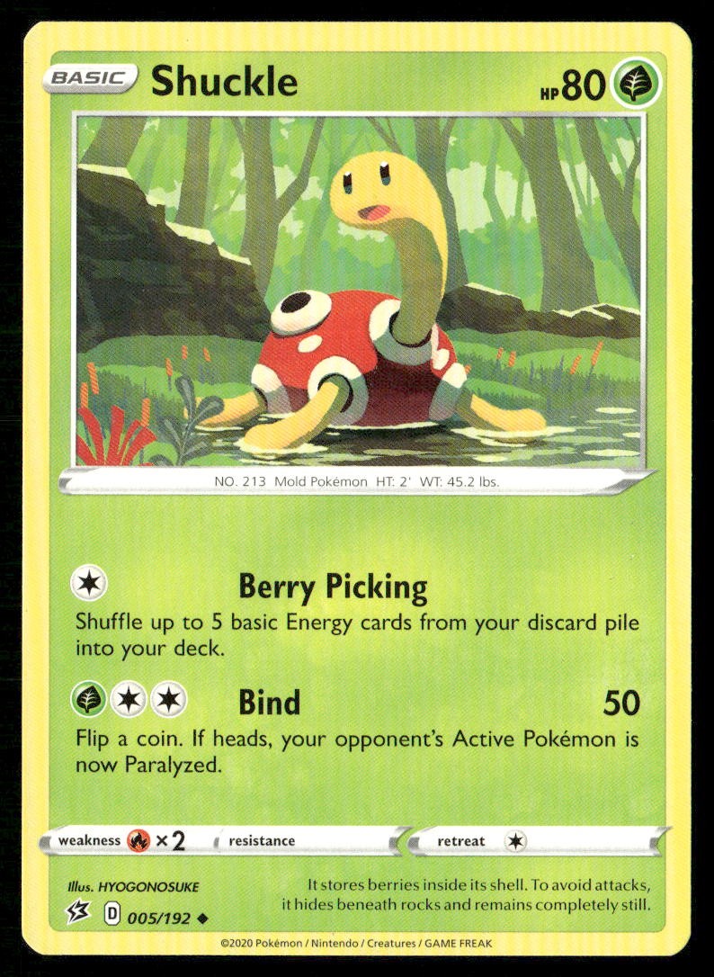 Shuckle 005/192 Uncommon Rebel Clash Pokemon Moderately Played