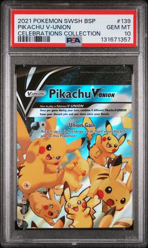 2021 Pokemon Swsh Black Star Promo Pikachu V-Union Celebrations PSA 10 #139