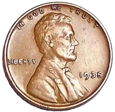 1935-P Lincoln Wheat Cent G (Good) to F (Fine) Condition From Old Estate Roll