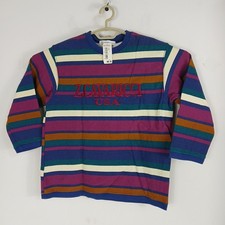 VTG 80/90s Colorful Stripe Crop Sweatshirt Z Cavaricci Slouchy USA Made Sz L New