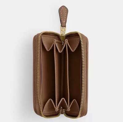 Coach Essential Small Zip Around Card Case In Crystal Signature